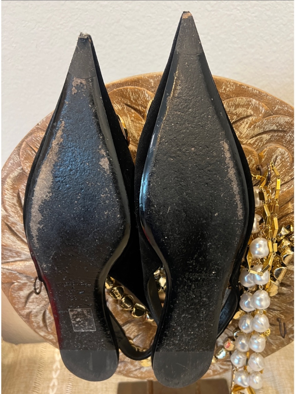 Balenciaga Black Flats Leather Slingback Pointed Toe Size 39 FREE-SHIPPING! - Picture 5 of 7